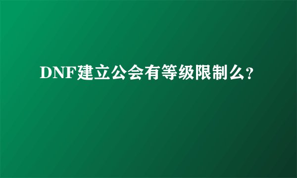 DNF建立公会有等级限制么？