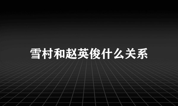 雪村和赵英俊什么关系