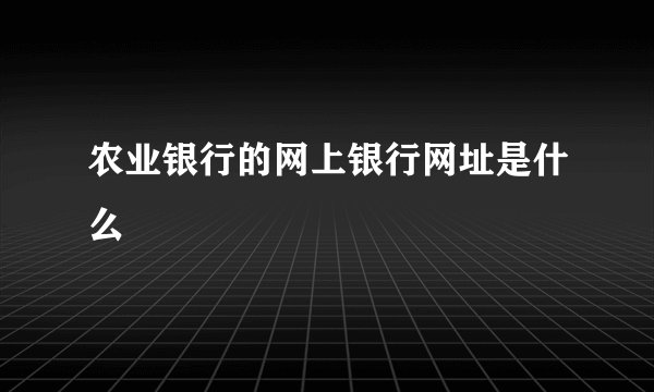 农业银行的网上银行网址是什么
