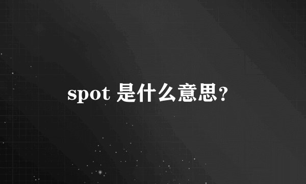 spot 是什么意思？