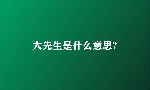 大先生是什么意思?
