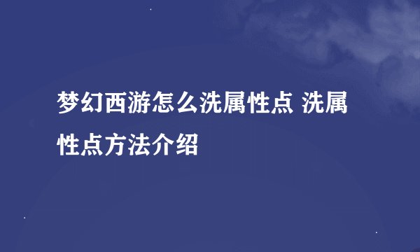 梦幻西游怎么洗属性点 洗属性点方法介绍
