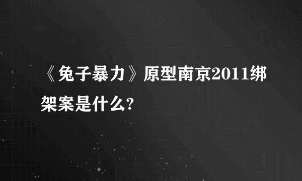《兔子暴力》原型南京2011绑架案是什么?