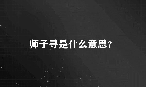 师子寻是什么意思？