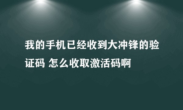 我的手机已经收到大冲锋的验证码 怎么收取激活码啊
