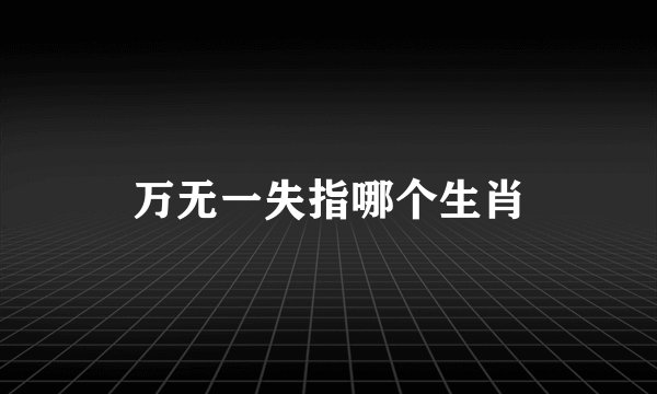 万无一失指哪个生肖