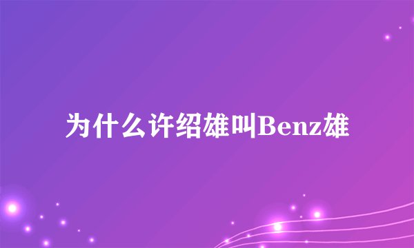为什么许绍雄叫Benz雄