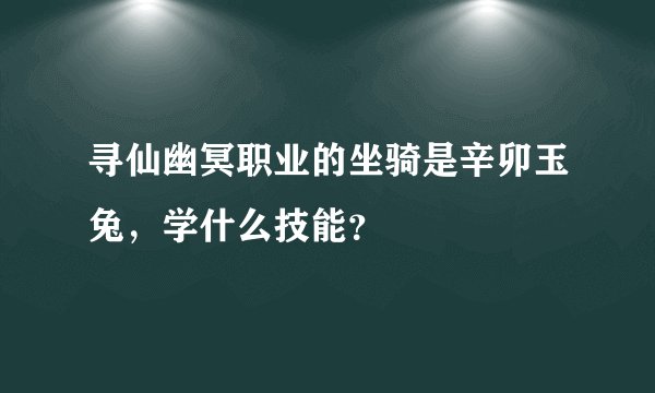 寻仙幽冥职业的坐骑是辛卯玉兔，学什么技能？