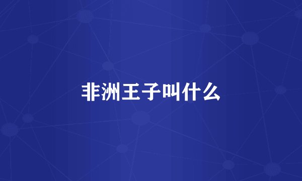 非洲王子叫什么