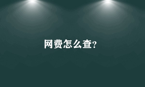 网费怎么查？