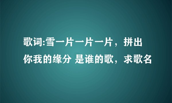 歌词:雪一片一片一片,拼出你我的缘分 是谁的歌,求歌名