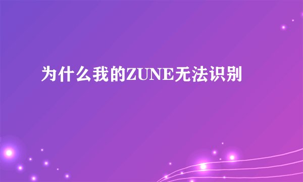 为什么我的ZUNE无法识别