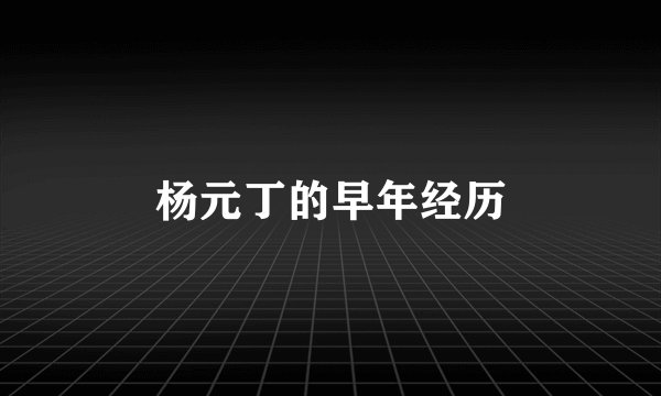 杨元丁的早年经历
