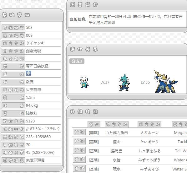 口袋妖怪黑白剑帝海獭有多高