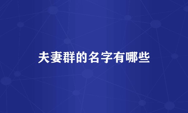 夫妻群的名字有哪些
