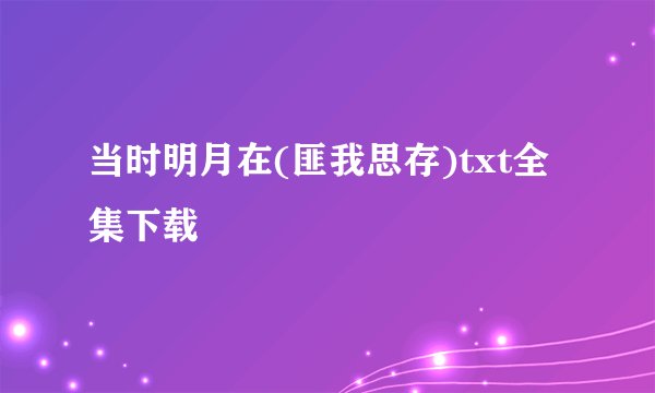 当时明月在(匪我思存)txt全集下载