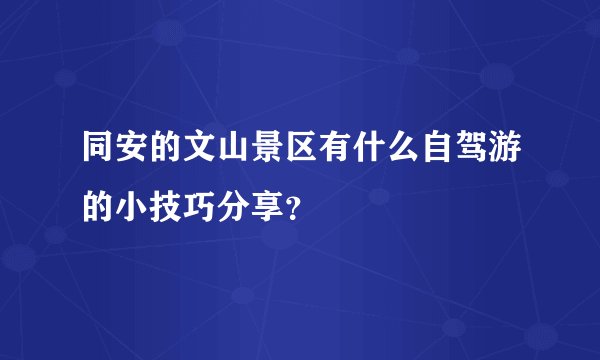 同安的文山景区有什么自驾游的小技巧分享？