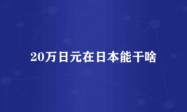 20万日元在日本能干啥