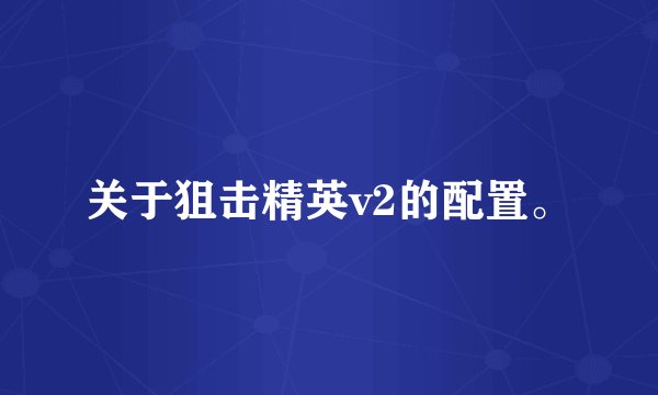 关于狙击精英v2的配置。
