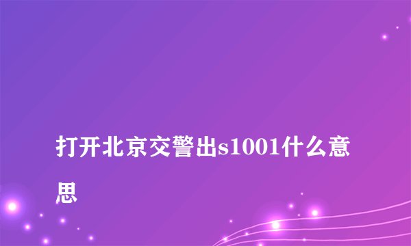 
打开北京交警出s1001什么意思

