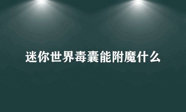 迷你世界毒囊能附魔什么