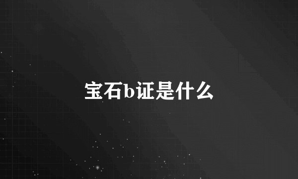 宝石b证是什么