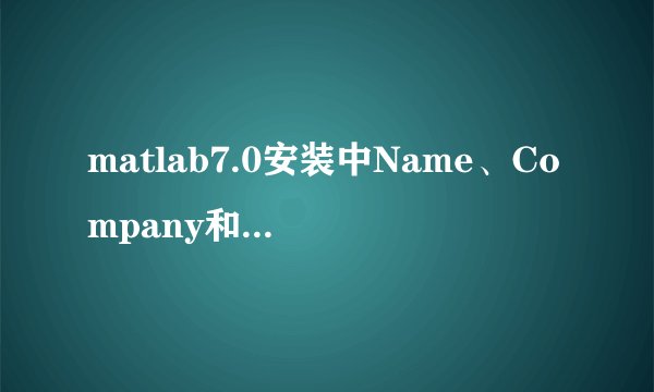 matlab7.0安装中Name、Company和Please enter your Personal License Password (PLP)填什么？跪求啊！