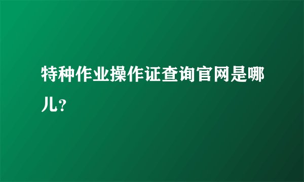 特种作业操作证查询官网是哪儿？