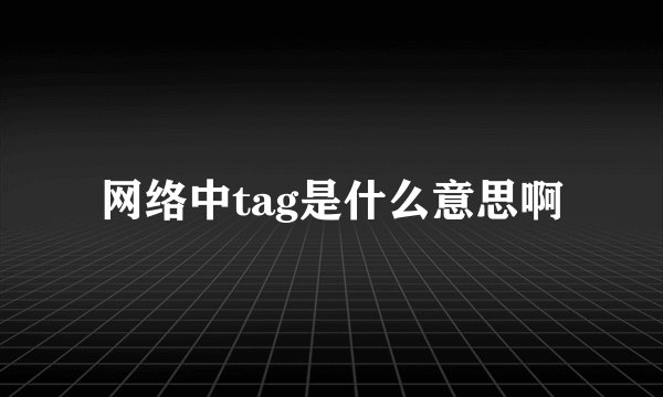网络中tag是什么意思啊