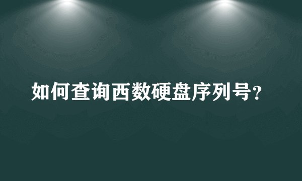 如何查询西数硬盘序列号？