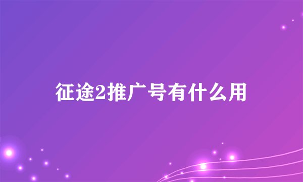 征途2推广号有什么用