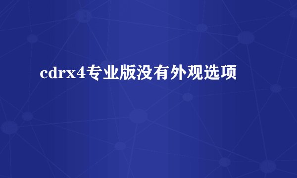 cdrx4专业版没有外观选项
