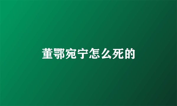 董鄂宛宁怎么死的