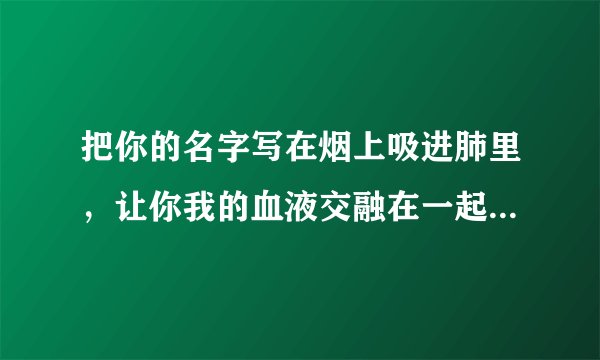 把你的名字写在烟上吸进肺里，让你我的血液交融在一起。歌名是