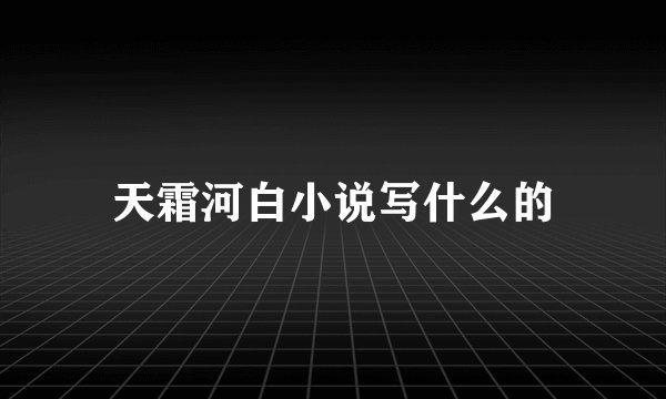 天霜河白小说写什么的