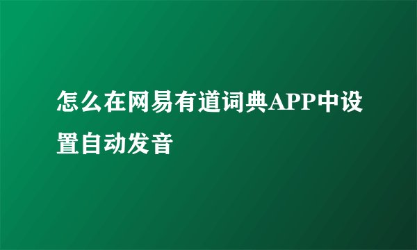 怎么在网易有道词典APP中设置自动发音
