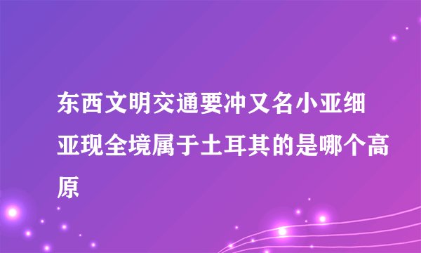 东西文明交通要冲又名小亚细亚现全境属于土耳其的是哪个高原