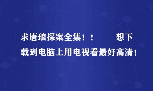 求唐琅探案全集！！😂😂想下载到电脑上用电视看最好高清！