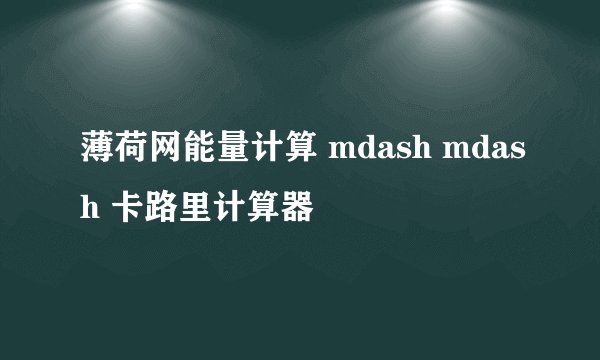 薄荷网能量计算 mdash mdash 卡路里计算器