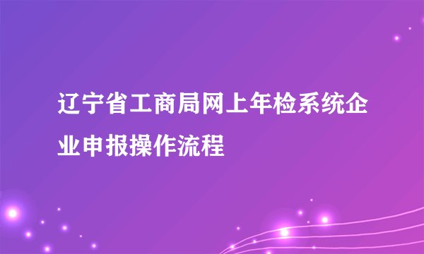 辽宁省工商局网上年检系统企业申报操作流程