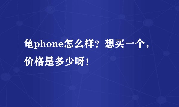 龟phone怎么样？想买一个，价格是多少呀！