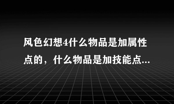 风色幻想4什么物品是加属性点的，什么物品是加技能点的，怎样才把它们都加满。