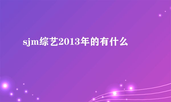 sjm综艺2013年的有什么