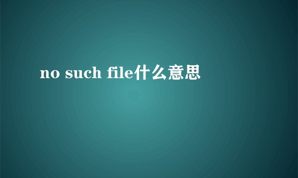 no such file什么意思