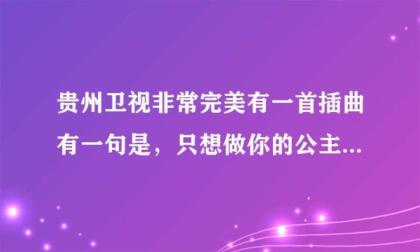 贵州卫视非常完美有一首插曲有一句是，只想做你的公主，这首歌名是什么