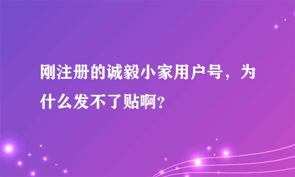 刚注册的诚毅小家用户号，为什么发不了贴啊？