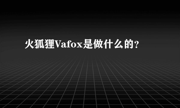 火狐狸Vafox是做什么的？