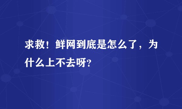 求救！鲜网到底是怎么了，为什么上不去呀？