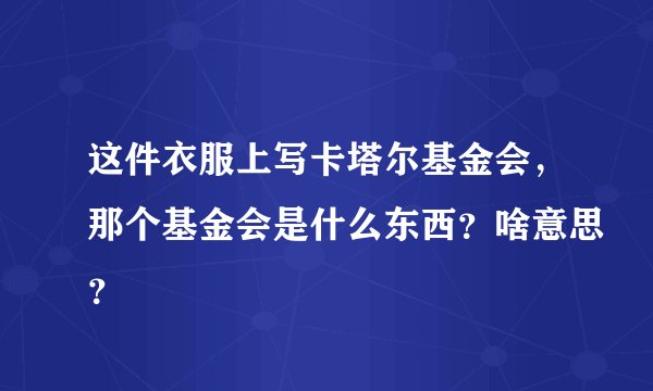 这件衣服上写卡塔尔基金会，那个基金会是什么东西？啥意思？