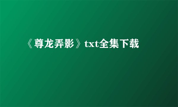 《尊龙弄影》txt全集下载